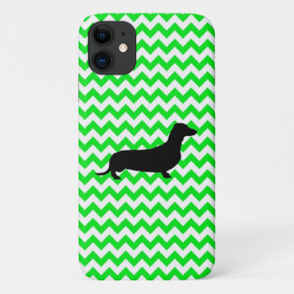 Funda Para iPhone 11 Chevron color personalizado con silueta de Dachshu