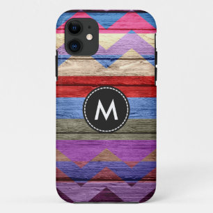 Funda Para iPhone 11 Chevron Colorido Tiras Madera Vintage #2