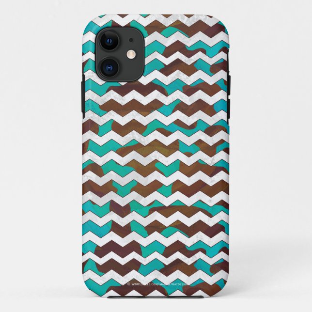 Funda De Case-Mate Para iPhone Chevron Cow Brown e impresión Verde azulada (Reverso)