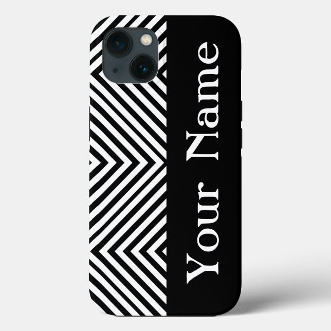 Funda De Case-Mate Para iPhone Chevron de diamante negro con nombre @ Emporiomoff (Reverso )