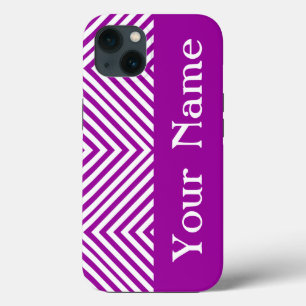Funda Para iPhone 13 Chevron de diamante púrpura con nombre @ Emporiomo