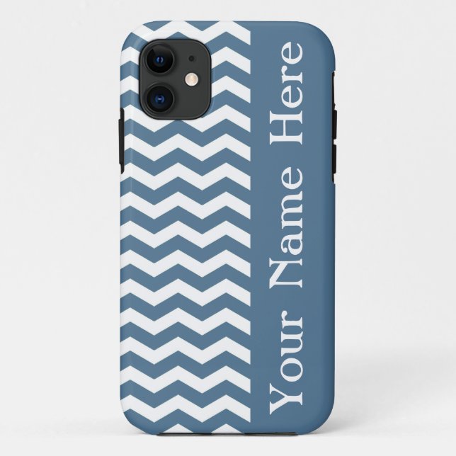 Funda De Case-Mate Para iPhone Chevron de ola azul de Malta con nombre (Reverso)