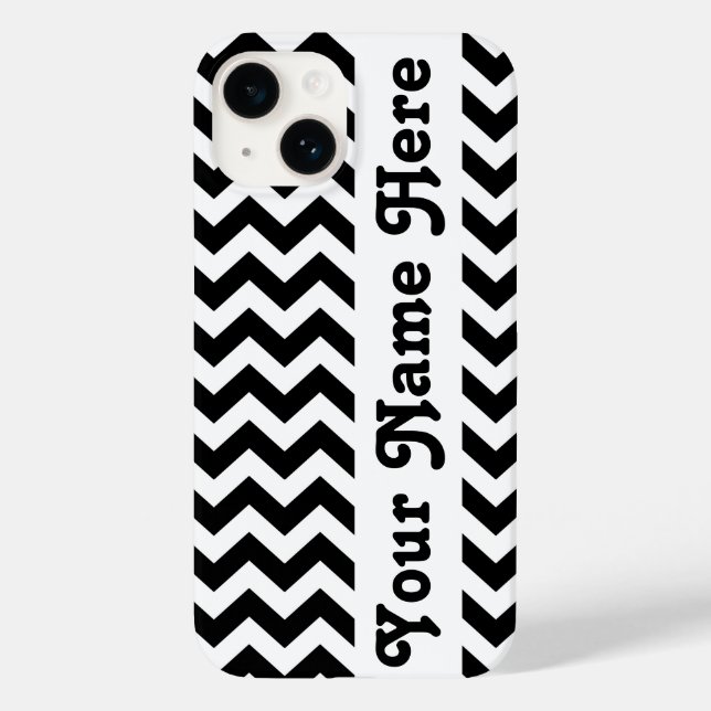 Funda De Case-Mate Para iPhone Chevron de Safari Negro con nombre de personalizab (Reverso )