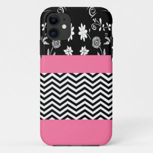 Funda Para iPhone 11 chevron floral rosa