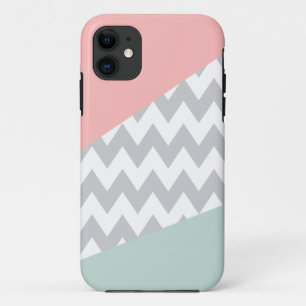 Funda Para iPhone 11 Chevron gris - Mint y Coral