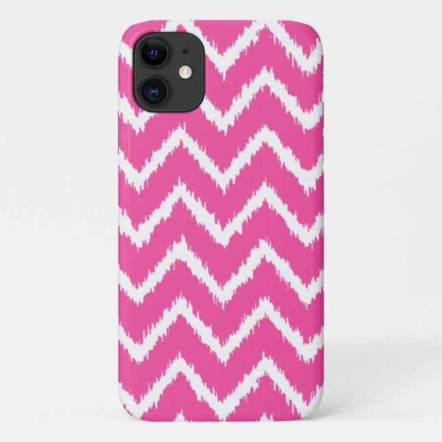 Funda De Case-Mate Para iPhone Chevron Ikat - Rosa fucsia profundo y blanco (Reverso)