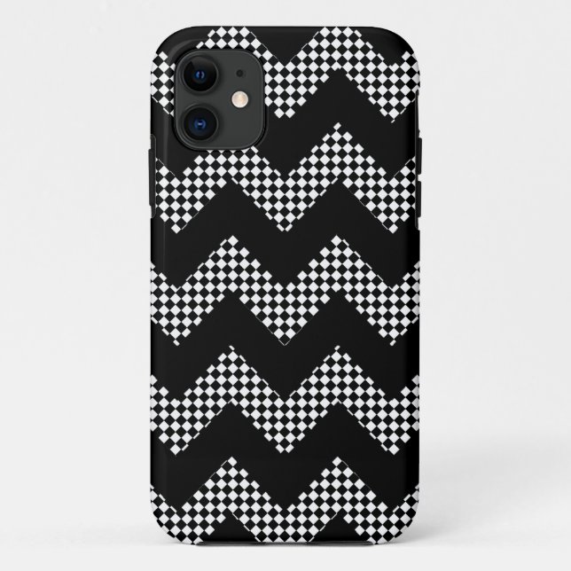 Funda De Case-Mate Para iPhone chevron negro con azulejos (Reverso)