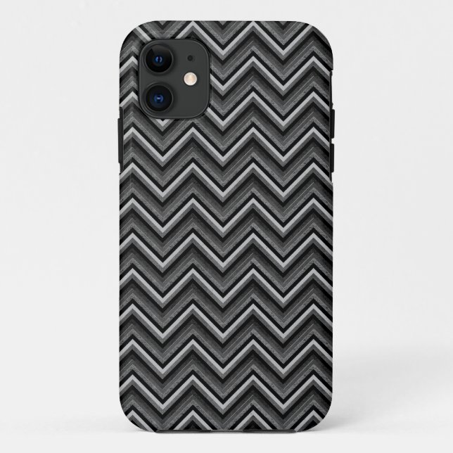 Funda De Case-Mate Para iPhone Chevron negro y plateado (Reverso)