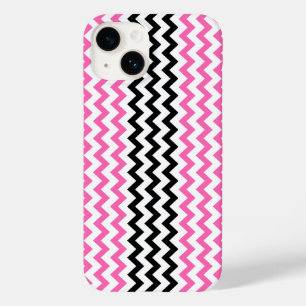 Funda Para iPhone 14 De Case-Mate Chevron negro y rosa caliente por Shirley Taylor