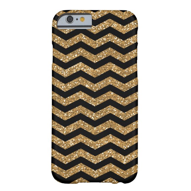 Funda De Case-Mate Para iPhone Chevron, Purpurina de Black Gold Faux (Reverso)