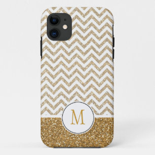 Funda Para iPhone 11 Chevron Purpurina Gold Glam Faux