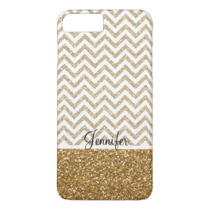 Funda Para iPhone 8 Plus/7 Plus Chevron Purpurina Gold Glam Faux
