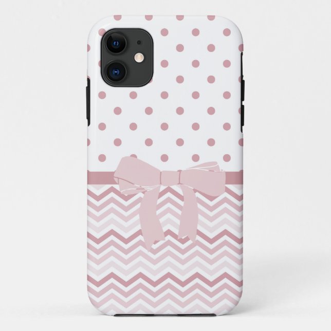 Funda De Case-Mate Para iPhone Chevron rosa y puntos (Reverso)