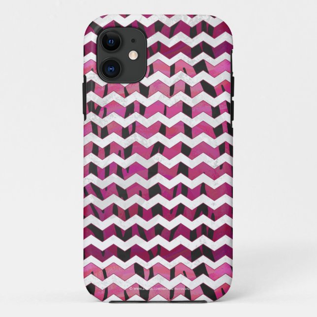Funda De Case-Mate Para iPhone Chevron Tiger Hot Pink and Black Print (Reverso)