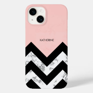 Funda Para iPhone 14 De Case-Mate Chevrons blanco y rosa negro