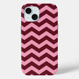 Funda Para iPhone 15 Chevrons de orquídeas de Borgoña