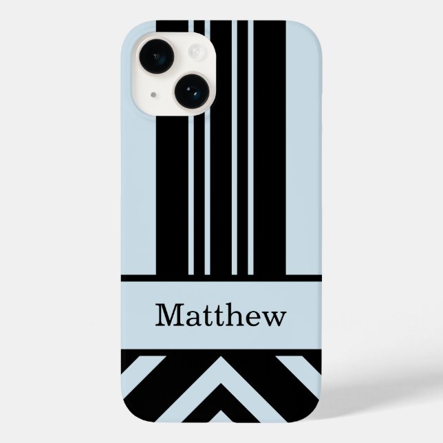 Funda De Case-Mate Para iPhone Chevrons negrita negro y gris claro-Su nombre (Reverso )