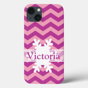 Funda Para iPhone 13 Chevrras de orquídeas magenta escarchadas con copo
