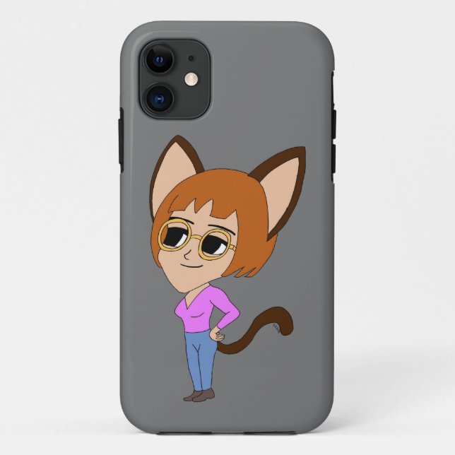 Funda De Case-Mate Para iPhone chibi catgirl (Reverso)