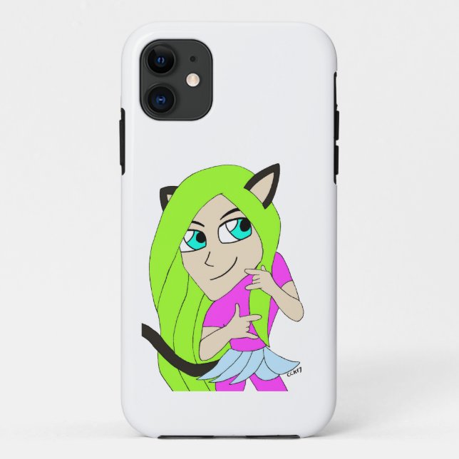 Funda De Case-Mate Para iPhone chibi catgirl (Reverso)