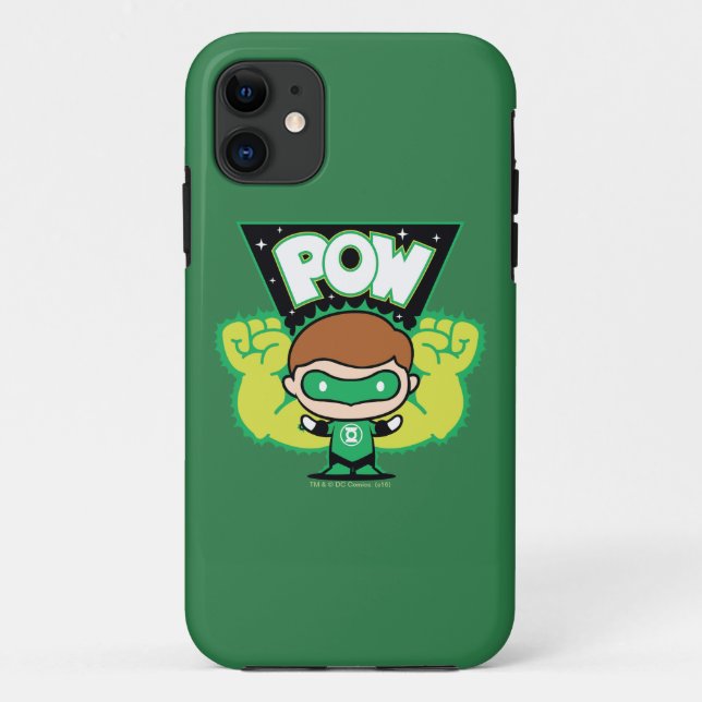 Funda De Case-Mate Para iPhone Chibi Green Lantern Formando puños gigantes (Reverso)