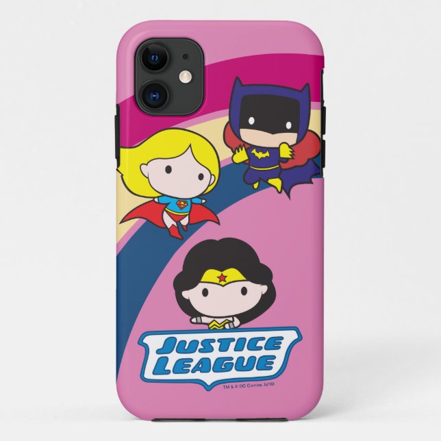 Funda De Case-Mate Para iPhone Chibi Justice League Rainbow (Reverso)