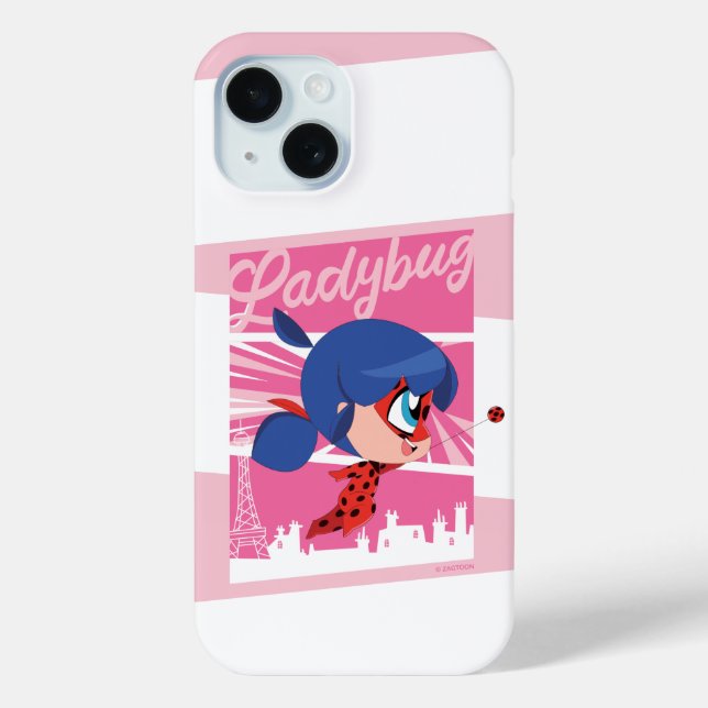 Funda De Case-Mate Para iPhone Chibi Ladybug en París (Reverso )