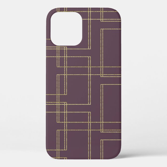 Funda De Case-Mate Para iPhone Chic Berry Mauve & Oro Geométrico Glam (Reverso )
