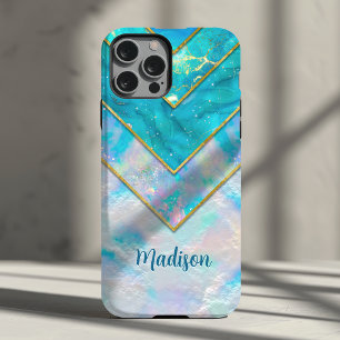 Funda Para iPhone 15 Chic holográfico femenino elegante azul