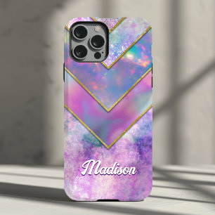 Funda Para iPhone 15 Chic holográfico femenino elegante rosa