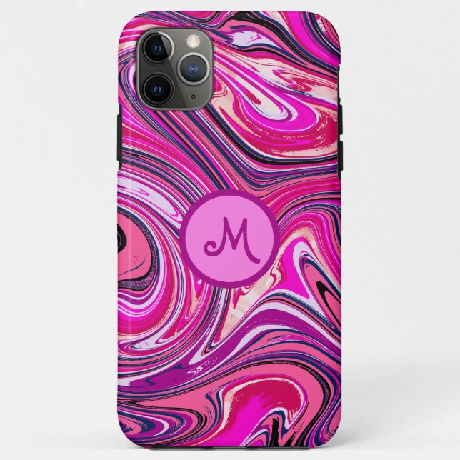 Funda De Case-Mate Para iPhone Chic Marble Swirl Monogram (Reverso)