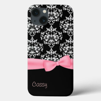 Funda Para iPhone 13 Chic Negro y Blanco Damask