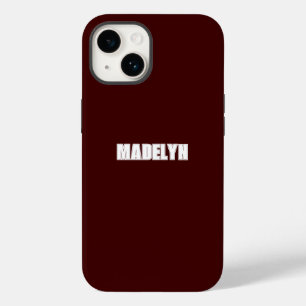 Funda Para iPhone 14 De Case-Mate Chic Rojo Oscuro y Blanco script Nombre Personaliz