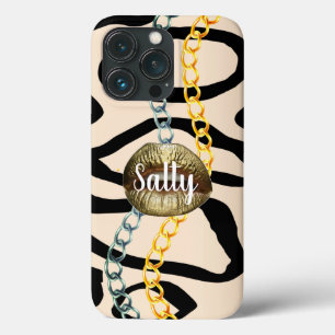 Funda Para iPhone 13 Pro Chic Salvaje Lujoso Personalizado Dorado Femenino