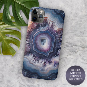 Funda Para iPhone 11 Pro Max Chic Zafiro Violeta Azul Oscuro Patrón de Ágata de