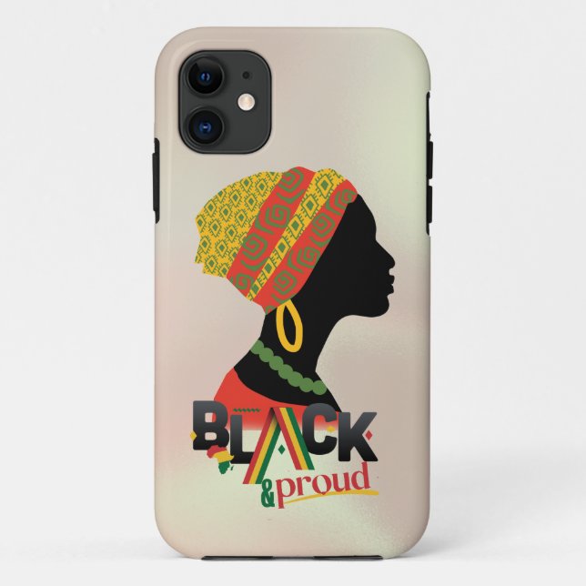 Funda De Case-Mate Para iPhone Chica afroamericano negro y orgulloso (Reverso)