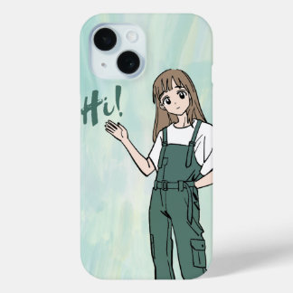 15 Chica Anime Monada "¡Hola!" Funda para iPhone - Te