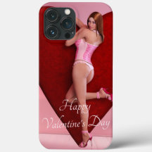 Chica apasionado del Día de San Valentín en un lug