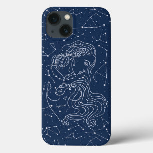 Funda Para iPhone 13 Chica Aquarius Rótulo Zodiac