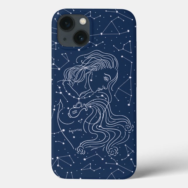 Funda De Case-Mate Para iPhone Chica Aquarius Rótulo Zodiac (Reverso)