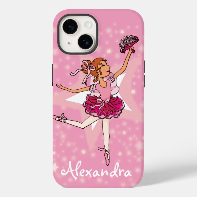 Funda De Case-Mate Para iPhone Chica bailarina rosa nombre (Reverso )