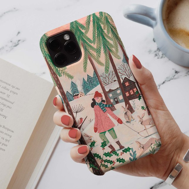 Funda De Case-Mate Para iPhone Chica Bonita en Columpio Rosa Verde Ilustrado  (Subido por el creador)