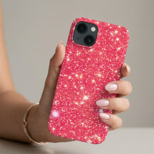 Funda Para iPhone 13 Chica Brillante Purpurina Falsa Brillo Rosa Calien