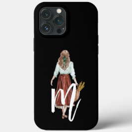 Funda Para iPhone 13 Pro Max chica Caligrafía inicial de Guay Estilo Negro