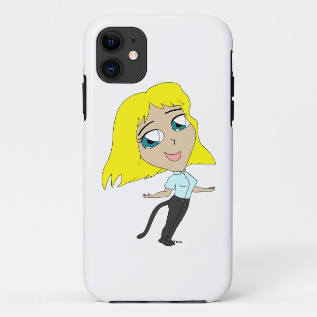 Funda De Case-Mate Para iPhone chica chibi con cola (Reverso)