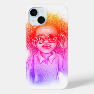 Funda Para iPhone 15 Chica con gafas, estuche para iPhone