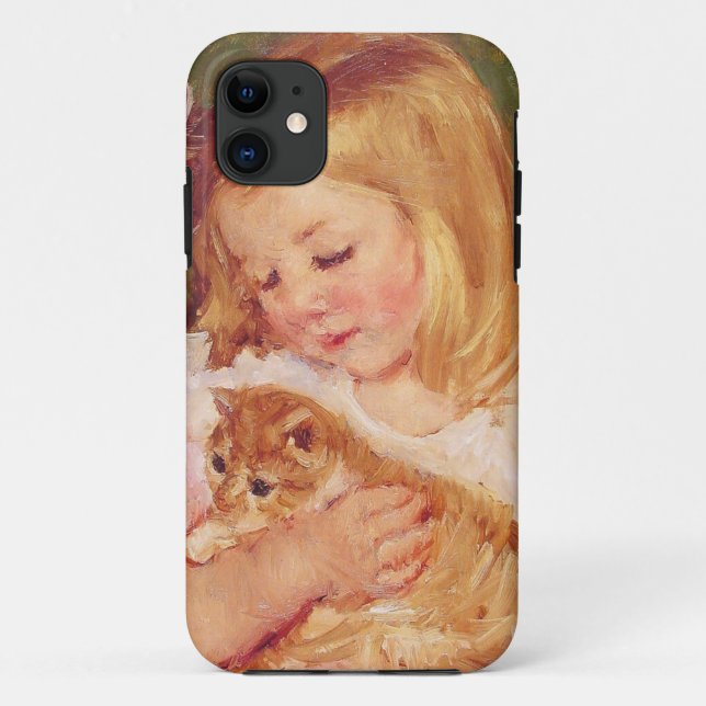 Funda De Case-Mate Para iPhone Chica con Kitten, Mary Cassatt (Reverso)