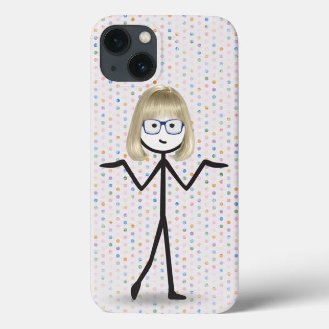 Funda De Case-Mate Para iPhone Chica con lentes azules con puntos de polka (Reverso)