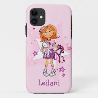 Funda Para iPhone 11 Chica con regalo adormeciendo su nombre rosa conej