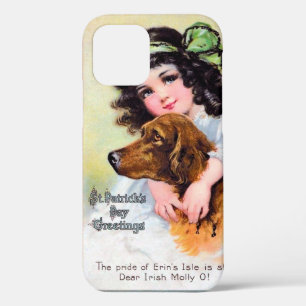 Funda Para iPhone 12 Chica con un perro guardián irlandés, Día de San P
